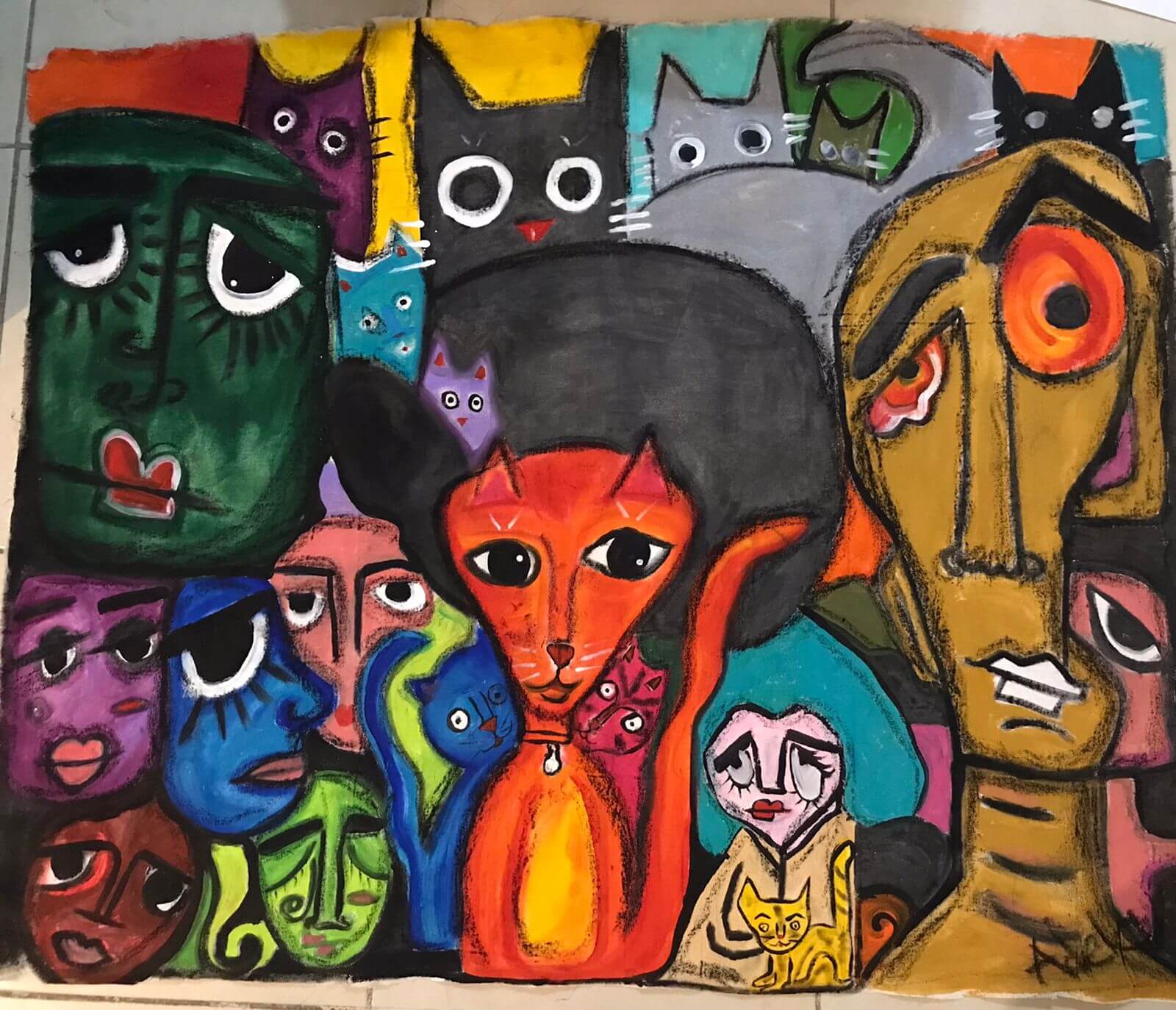 Caras y gatos — Adela Dibujos